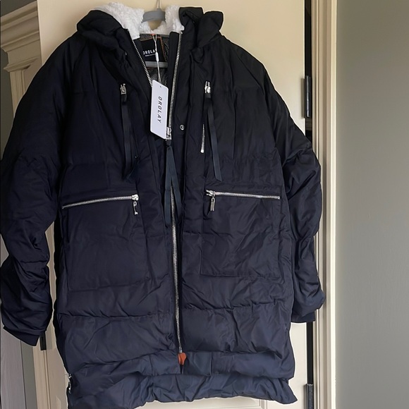 Orolay Giacca da donna casual con cappuccio, leggera, calda, trapuntata, con tasche, bianco, Medium